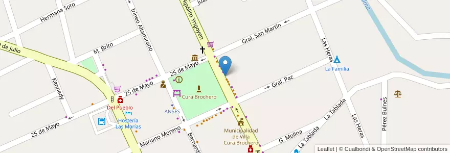 Mapa de ubicacion de Brochero en アルゼンチン, コルドバ州, Departamento San Alberto, Villa Cura Brochero, Pedanía Tránsito, Municipio De Villa Cura Brocheroa.
