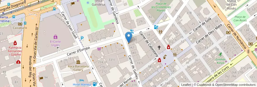 Mapa de ubicacion de Brooklyn en 스페인, Catalunya, Barcelona, Barcelonès, 바르셀로나.