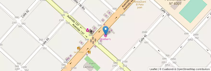 Mapa de ubicacion de Brother's, San Carlos en Arjantin, Buenos Aires, Partido De La Plata, San Carlos.