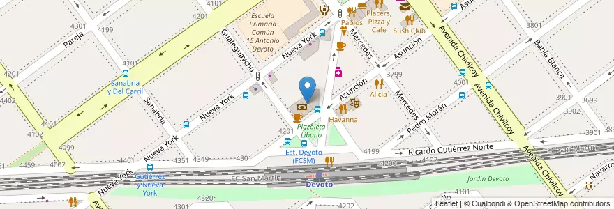 Mapa de ubicacion de Brunette, Villa Devoto en Аргентина, Буэнос-Айрес, Буэнос-Айрес, Comuna 11.