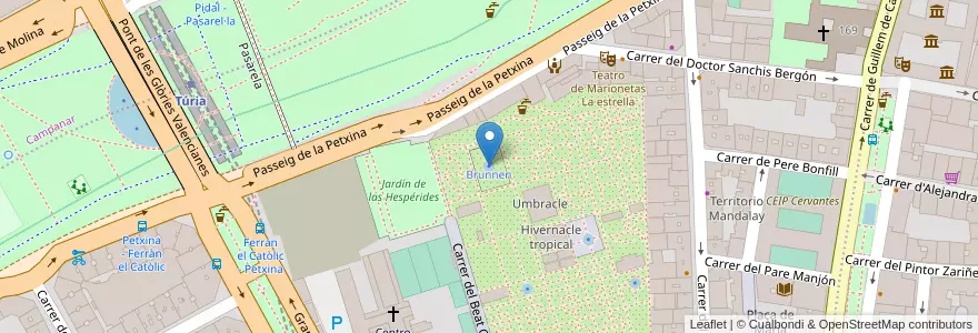 Mapa de ubicacion de Brunnen en İspanya, Comunitat Valenciana, València / Valencia, Comarca De València, València.