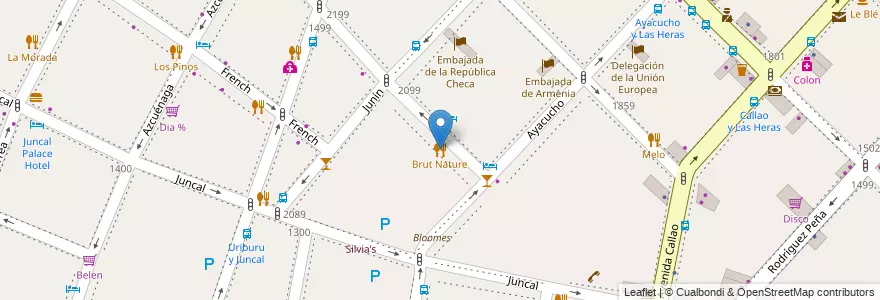 Mapa de ubicacion de Brut Nature, Recoleta en Argentinië, Ciudad Autónoma De Buenos Aires, Comuna 2, Buenos Aires.