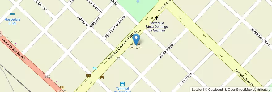 Mapa de ubicacion de B.S.P.A. Nº 7090 en 아르헨티나, Salta, Anta, Municipio De Joaquín V. González.