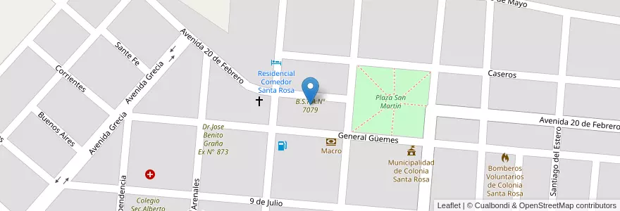 Mapa de ubicacion de B.S.P.A.Nª 7079 en アルゼンチン, サルタ州, Orán, Municipio De Colonia Santa Rosa, Colonia Santa Rosa.