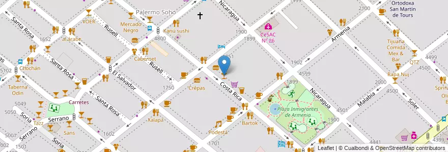 Mapa de ubicacion de Budabar, Palermo en 阿根廷, Ciudad Autónoma De Buenos Aires, 布宜诺斯艾利斯.