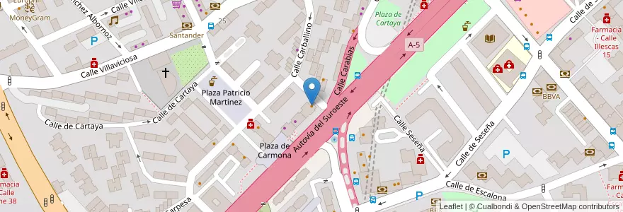 Mapa de ubicacion de Budache en Spagna, Comunidad De Madrid, Comunidad De Madrid, Área Metropolitana De Madrid Y Corredor Del Henares, Madrid.