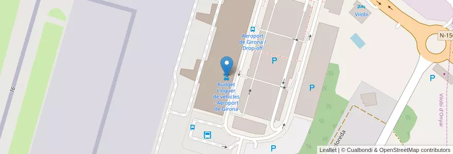 Mapa de ubicacion de Budget Lloguer de vehicles - Aeroport de Girona en Испания, Каталония, Selva, Жирона, Vilobí D'Onyar.