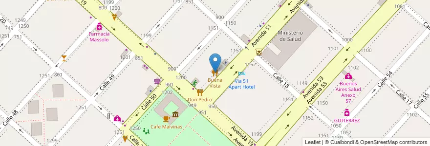 Mapa de ubicacion de Buena Vista, Casco Urbano en Arjantin, Buenos Aires, Partido De La Plata, La Plata.