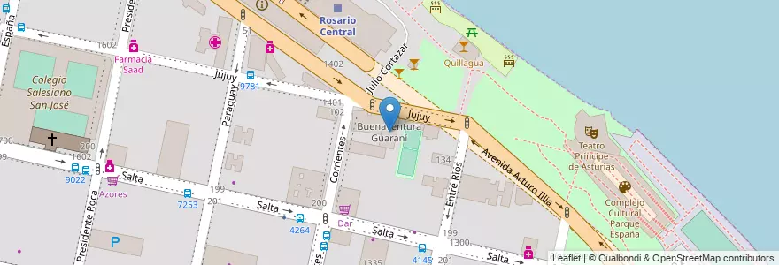 Mapa de ubicacion de Buenaventura Guaraní en 阿根廷, Santa Fe, Departamento Rosario, Municipio De Rosario.