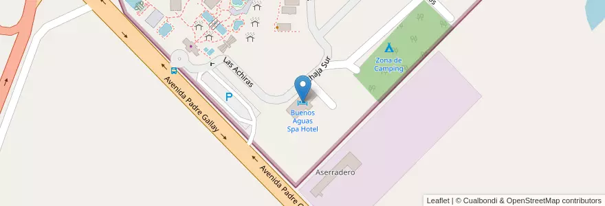 Mapa de ubicacion de Buenos Aguas Spa Hotel en 阿根廷, 恩特雷里奥斯省, Departamento Federación, Distrito Mandisoví, Chajarí.