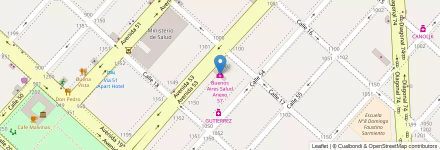 Mapa de ubicacion de Buenos Aires Salud Anexo 57, Casco Urbano en 阿根廷, 布宜诺斯艾利斯省, Partido De La Plata, La Plata.