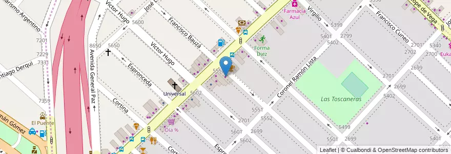 Mapa de ubicacion de Buffalo Music, Villa Real en 阿根廷, 布宜诺斯艾利斯省, Comuna 10, Partido De Tres De Febrero.