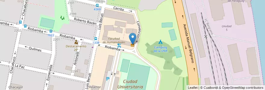 Mapa de ubicacion de Buffet de la Facultad de Psicología en アルゼンチン, サンタフェ州, Departamento Rosario, Municipio De Rosario, ロサリオ.