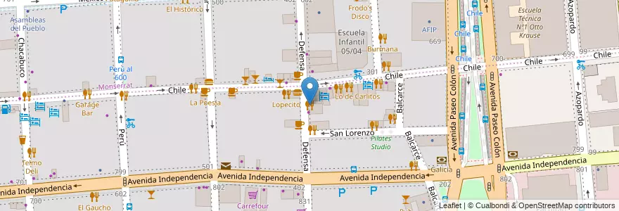 Mapa de ubicacion de Buffet restaurant, San Telmo en Argentina, Ciudad Autónoma De Buenos Aires, Comuna 1, Buenos Aires.