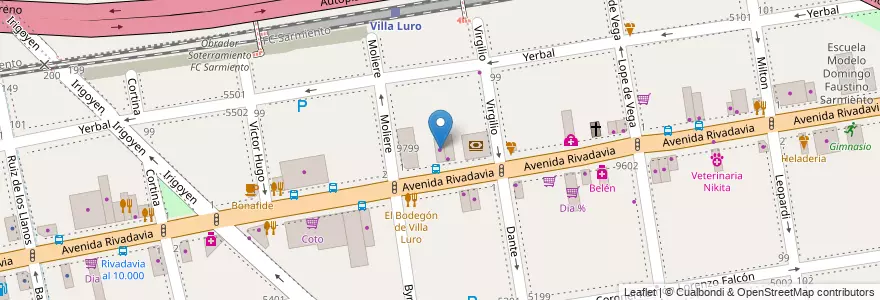Mapa de ubicacion de Bugalti, Villa Luro en アルゼンチン, Ciudad Autónoma De Buenos Aires, ブエノスアイレス, Comuna 10.