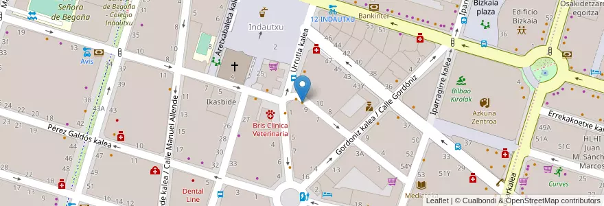Mapa de ubicacion de Buho's en スペイン, バスク州, Bizkaia, Bilboaldea, ビルバオ.
