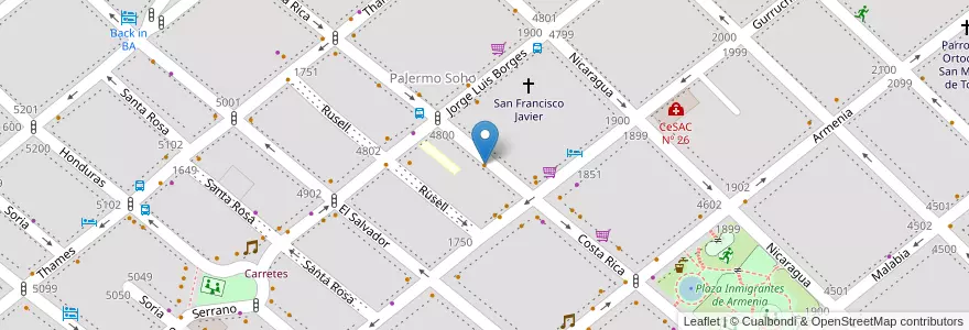 Mapa de ubicacion de Bulls bbq smokehouse, Palermo en Arjantin, Ciudad Autónoma De Buenos Aires, Buenos Aires.