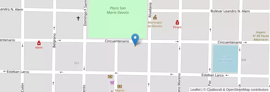 Mapa de ubicacion de Buon Gelato en Argentine, Córdoba, Departamento San Justo, Pedanía Juárez Celman, Municipio De Devoto, Devoto.