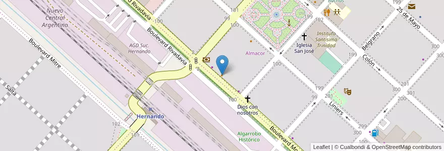 Mapa de ubicacion de Buon Mangiare en Arjantin, Córdoba, Departamento Tercero Arriba, Pedanía Punta Del Agua, Municipio De Hernando, Hernando.