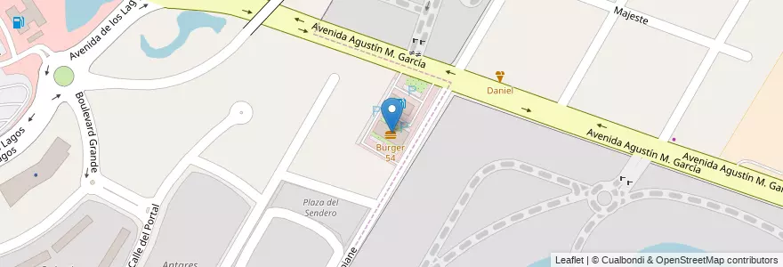 Mapa de ubicacion de Burger 54 en Argentina, Buenos Aires, Partido De Tigre, Nordelta, Rincón De Milberg.