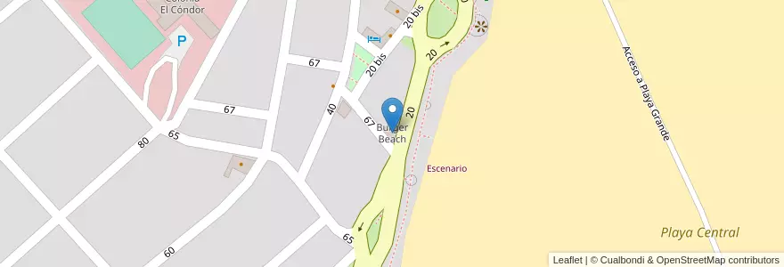 Mapa de ubicacion de Burger Beach en Argentina, Río Negro, Departamento Adolfo Alsina, Viedma, El Condor.