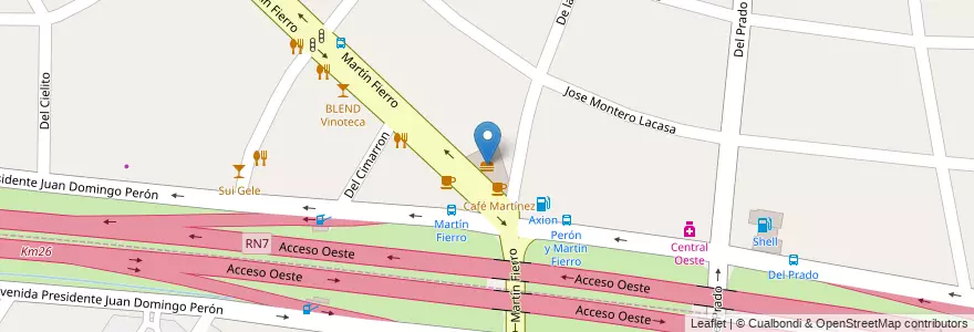 Mapa de ubicacion de Burger King en Arjantin, Buenos Aires, Partido De Ituzaingó, Villa Udaondo.