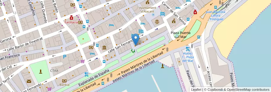 Mapa de ubicacion de Burger King en اسپانیا, Comunitat Valenciana, Alacant / Alicante, L'Alacantí, Alacant / Alicante.