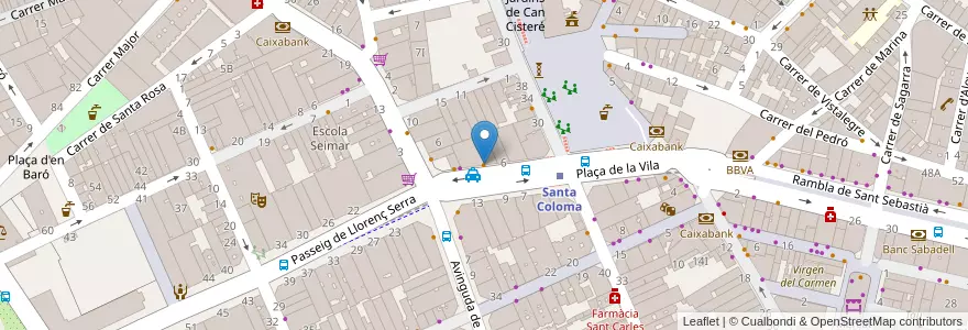 Mapa de ubicacion de Burger King en Spanje, Catalonië, Barcelona, Barcelonès, Santa Coloma De Gramenet.
