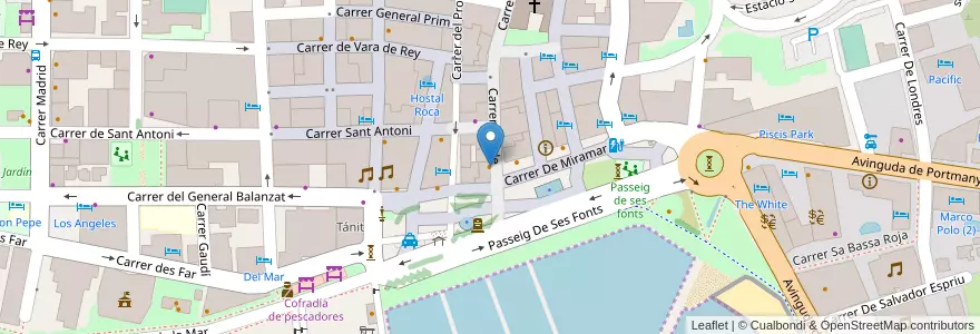 Mapa de ubicacion de Burger King en スペイン, バレアレス諸島, España (Mar Territorial), バレアレス諸島, Eivissa, Sant Antoni De Portmany.