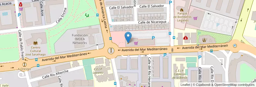 Mapa de ubicacion de Burger King en اسپانیا, بخش خودمختار مادرید, بخش خودمختار مادرید, Área Metropolitana De Madrid Y Corredor Del Henares, Leganés.