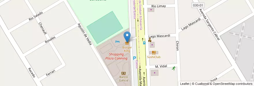 Mapa de ubicacion de Burger King en Arjantin, Buenos Aires, Partido De Esteban Echeverría.