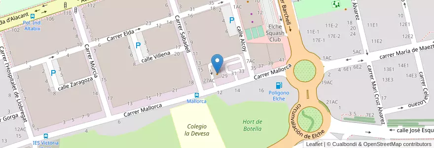 Mapa de ubicacion de Burger King en スペイン, バレンシア州, Alacant / Alicante, El Baix Vinalopó, Elx / Elche.