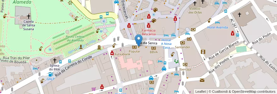 Mapa de ubicacion de Burger King en Spanien, Galicien, A Coruña, Santiago, Santiago De Compostela.