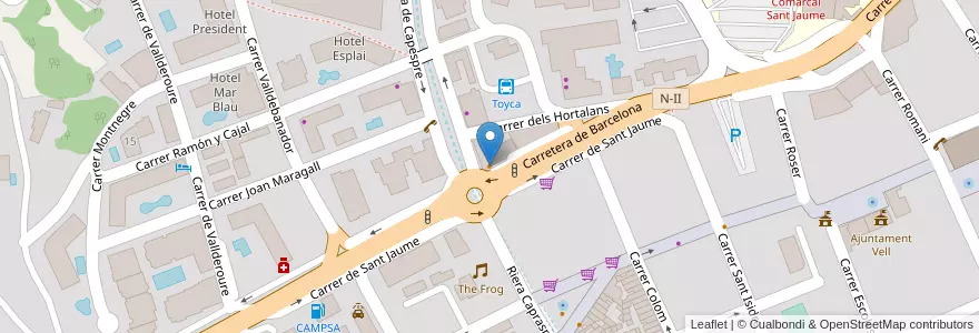Mapa de ubicacion de Burger King en スペイン, カタルーニャ州, Barcelona, Maresme, Calella.