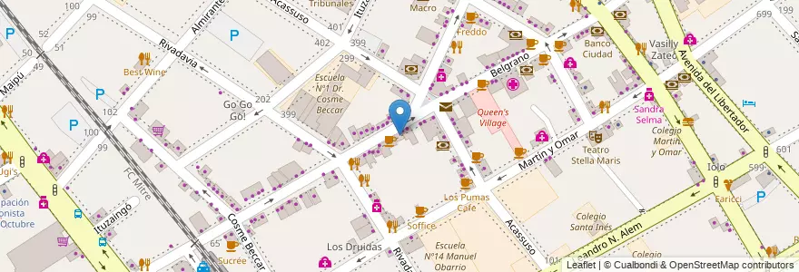 Mapa de ubicacion de Burger King en 阿根廷, 布宜诺斯艾利斯省, Partido De San Isidro, San Isidro.