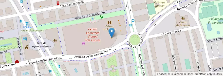 Mapa de ubicacion de Burger King en Spanje, Comunidad De Madrid, Comunidad De Madrid, Área Metropolitana De Madrid Y Corredor Del Henares, Tres Cantos.