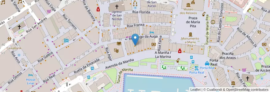 Mapa de ubicacion de Burger King en Spanje, Galicië, A Coruña, A Coruña, A Coruña.