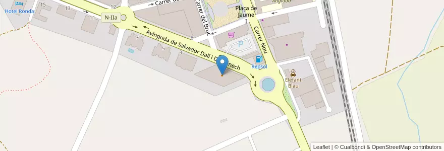 Mapa de ubicacion de Burger King en Spanien, Katalonien, Girona, Oberampurien, Figueres.