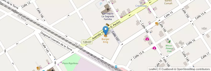 Mapa de ubicacion de Burger King en الأرجنتين, بوينس آيرس, Partido De Berazategui, Berazategui.