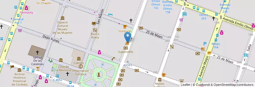 Mapa de ubicacion de Burger King en Arjantin, Córdoba, Departamento Capital, Pedanía Capital, Córdoba, Municipio De Córdoba.