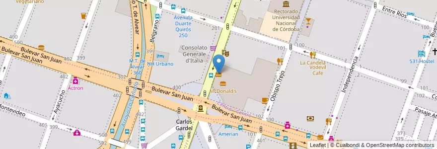 Mapa de ubicacion de Burger King en アルゼンチン, コルドバ州, Departamento Capital, Pedanía Capital, Córdoba, Municipio De Córdoba.
