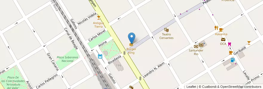 Mapa de ubicacion de Burger King en Argentinië, Buenos Aires, Partido De Quilmes, Quilmes.