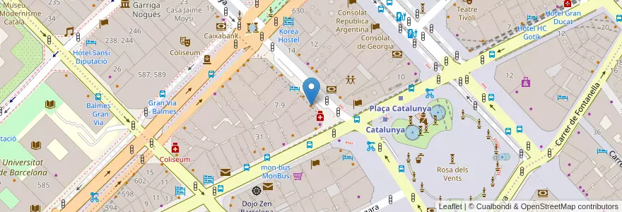 Mapa de ubicacion de Burger King en إسبانيا, كتالونيا, برشلونة, بارسلونس, Barcelona.