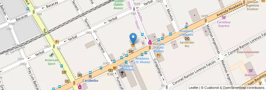 Mapa de ubicacion de Burger King, Flores en アルゼンチン, Ciudad Autónoma De Buenos Aires, Comuna 7, ブエノスアイレス.