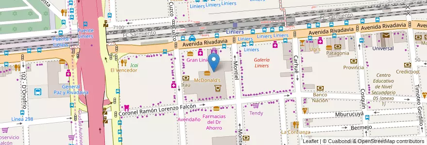 Mapa de ubicacion de Burger King, Liniers en Argentina, Ciudad Autónoma De Buenos Aires, Comuna 9, Buenos Aires.
