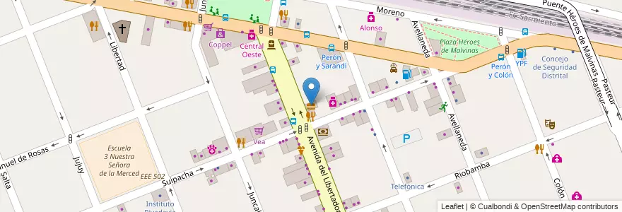 Mapa de ubicacion de Burger King Merlo en アルゼンチン, ブエノスアイレス州, Partido De Merlo, Merlo.