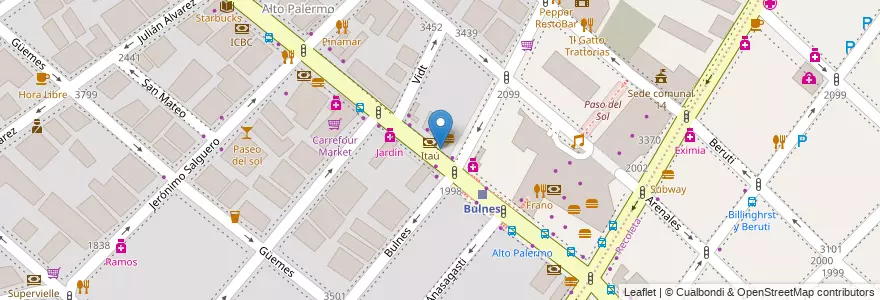 Mapa de ubicacion de Burger King, Palermo en آرژانتین, Ciudad Autónoma De Buenos Aires, Buenos Aires, Comuna 14.