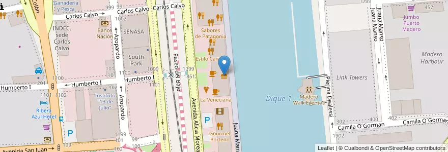 Mapa de ubicacion de Burger King, Puerto Madero en アルゼンチン, Ciudad Autónoma De Buenos Aires, Comuna 1, ブエノスアイレス.