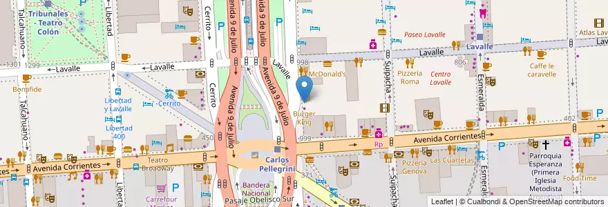 Mapa de ubicacion de Burger King, San Nicolas en 아르헨티나, Ciudad Autónoma De Buenos Aires, Comuna 1, 부에노스아이레스.
