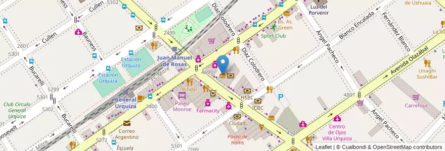 Mapa de ubicacion de Burger King, Villa Urquiza en アルゼンチン, Ciudad Autónoma De Buenos Aires, Comuna 12, ブエノスアイレス.